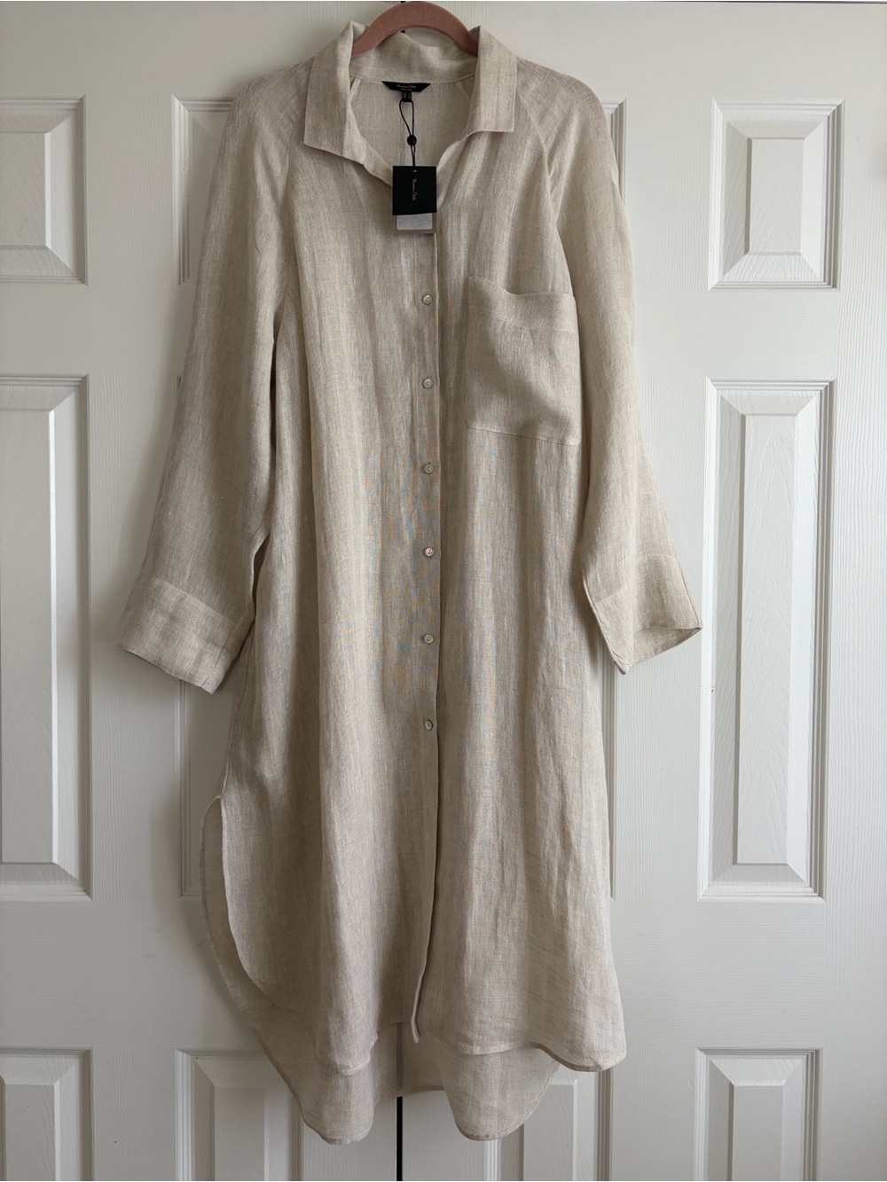 Lightweight Massimo Dutti 100% Linen Long Shirt Tunic- Beige